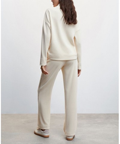 Women's Ribbed Knit Trousers Ecru $33.59 Pants