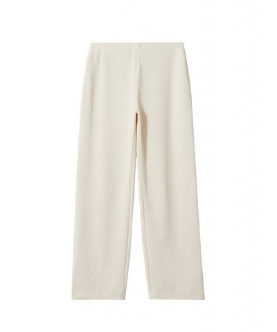 Women's Ribbed Knit Trousers Ecru $33.59 Pants