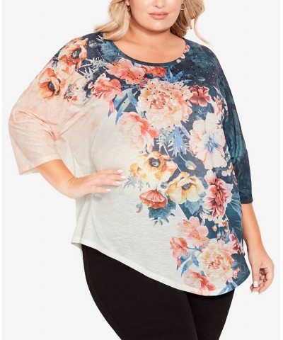 Plus Size Point Front Top Floral Burst $29.16 Tops