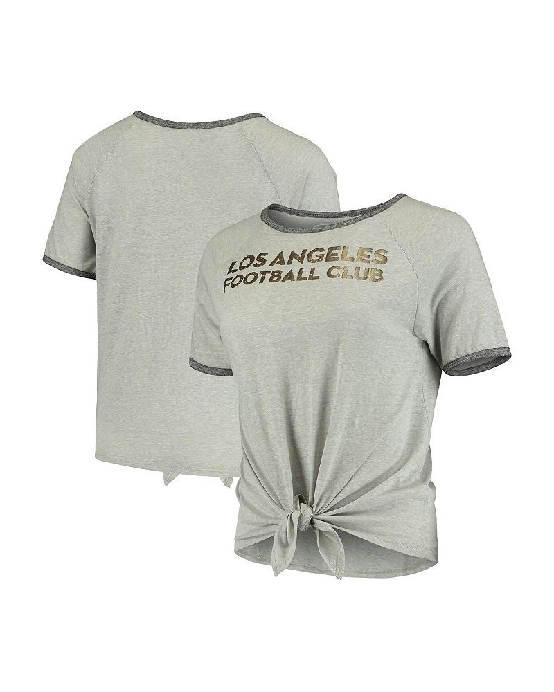 Women's Heathered Gray LAFC Squad Tie-Up T-shirt Gray $24.29 Tops