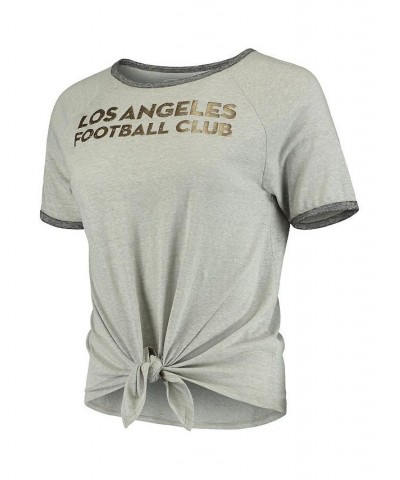 Women's Heathered Gray LAFC Squad Tie-Up T-shirt Gray $24.29 Tops