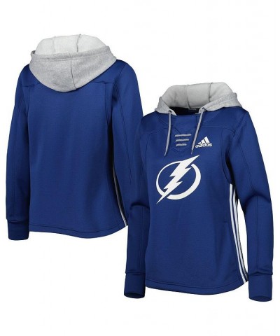 Women's Blue Tampa Bay Lightning Skate Lace Primeblue Team Pullover Hoodie Blue $45.10 Sweatshirts