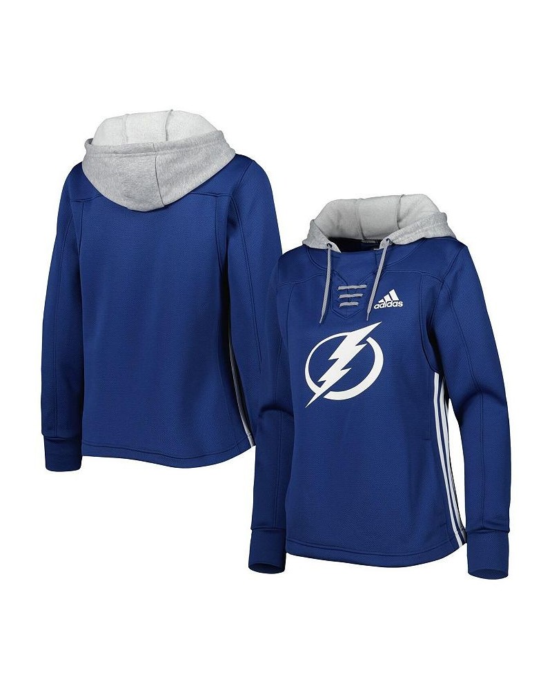 Women's Blue Tampa Bay Lightning Skate Lace Primeblue Team Pullover Hoodie Blue $45.10 Sweatshirts