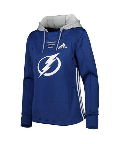 Women's Blue Tampa Bay Lightning Skate Lace Primeblue Team Pullover Hoodie Blue $45.10 Sweatshirts