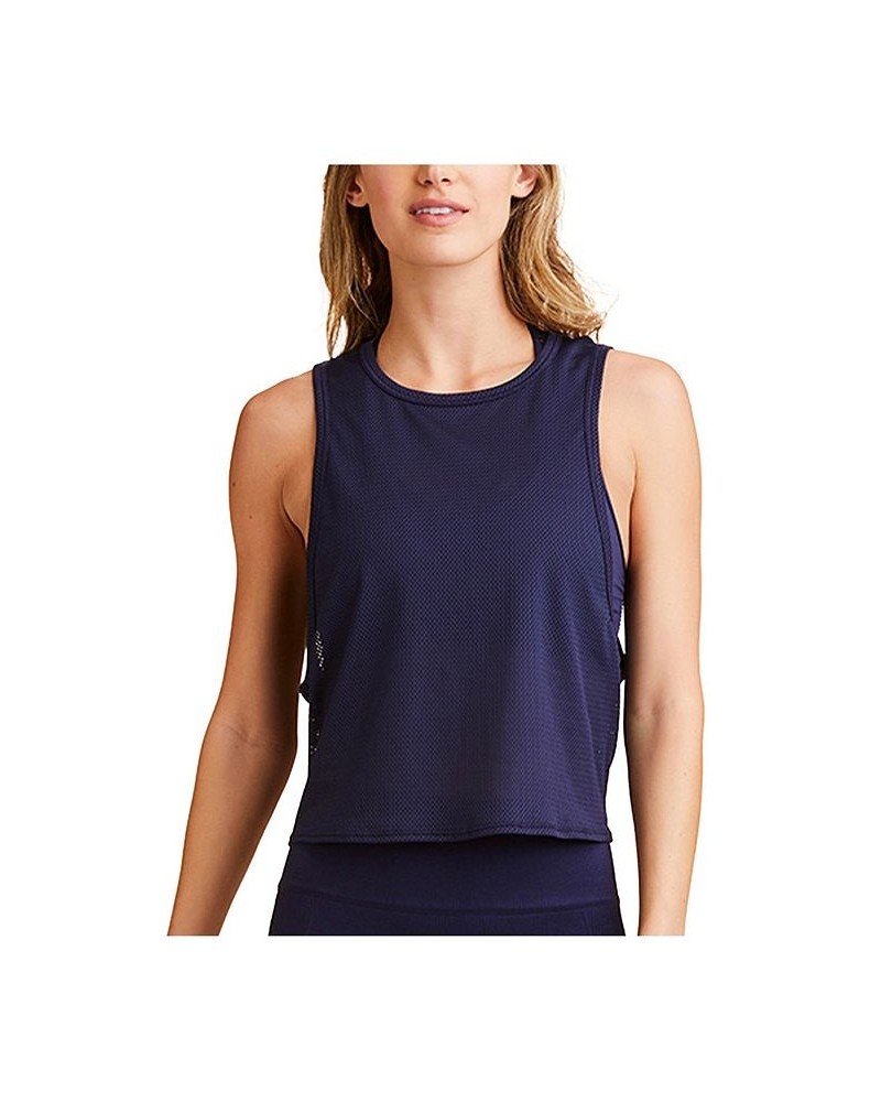 Women's Mesh Tie-Back Tank Navy $31.00 Tops