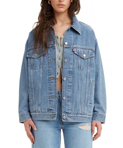 Women's Baggy Trucker Jacket Blue $49.68 Jackets