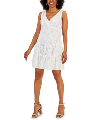 Petite Lace Surplice Sheath Dress White $36.49 Dresses