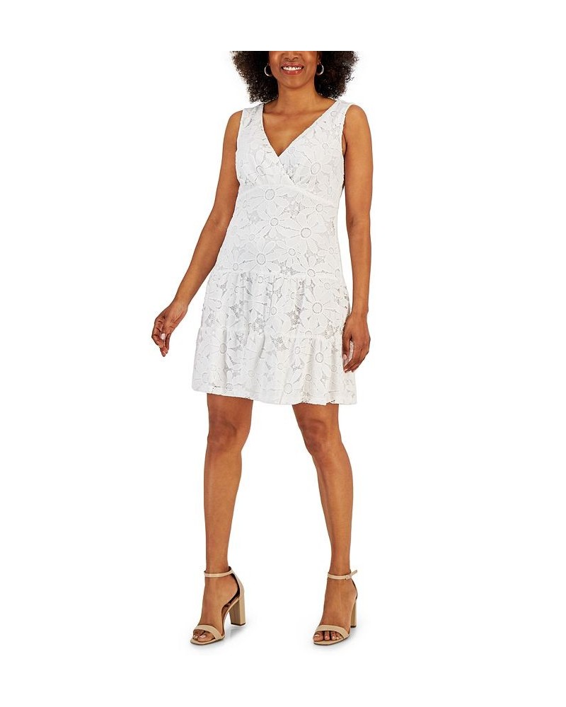 Petite Lace Surplice Sheath Dress White $36.49 Dresses