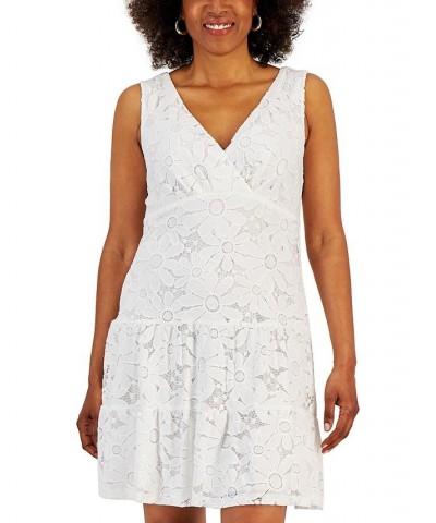 Petite Lace Surplice Sheath Dress White $36.49 Dresses