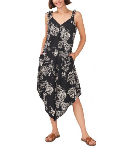 Women's Printed Tie Sleeveless Jumpsuit Gray $29.80 Pants