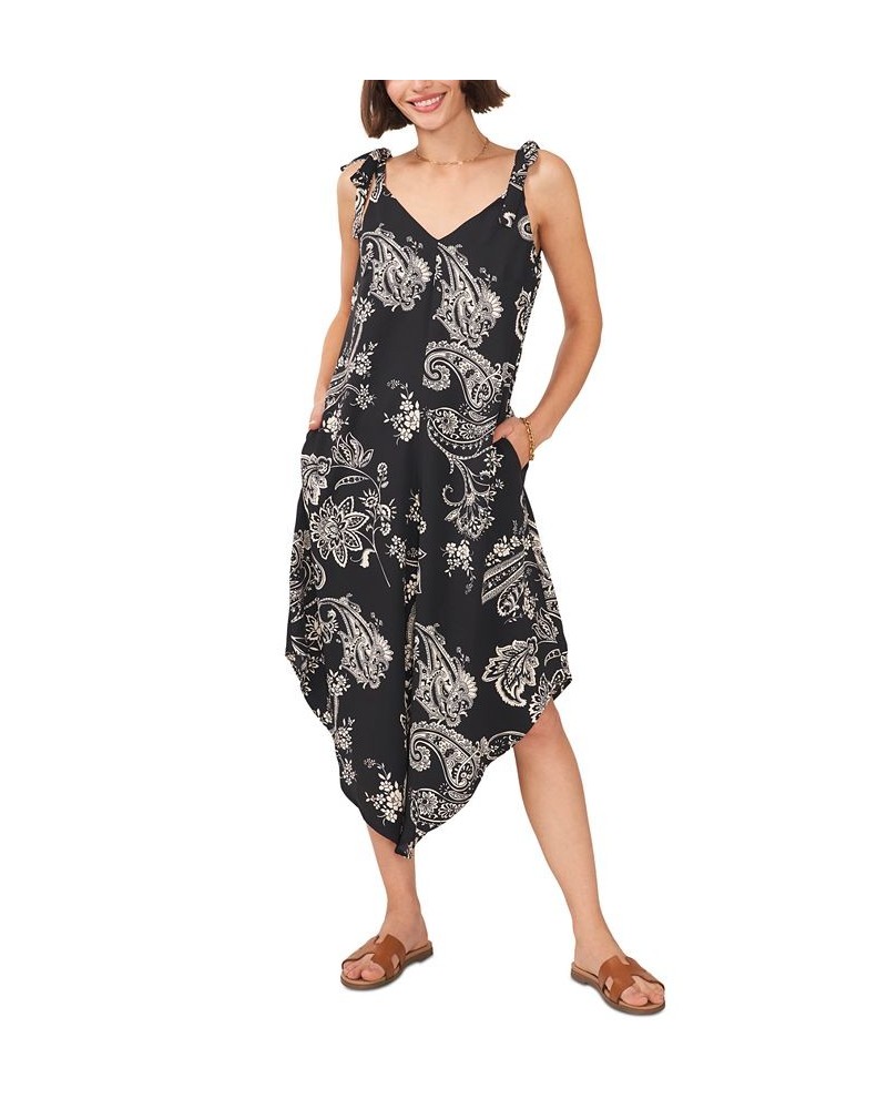 Women's Printed Tie Sleeveless Jumpsuit Gray $29.80 Pants