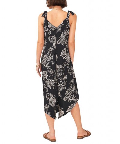 Women's Printed Tie Sleeveless Jumpsuit Gray $29.80 Pants