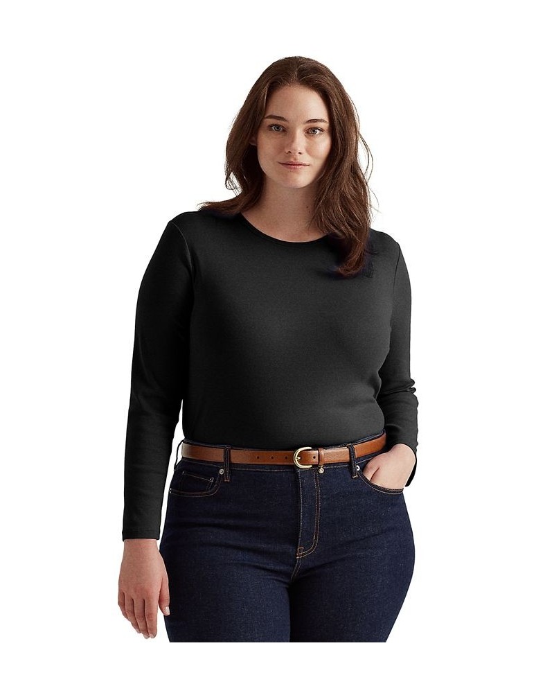 Plus Size Stretch Long-Sleeve Tee Black $34.75 Tops