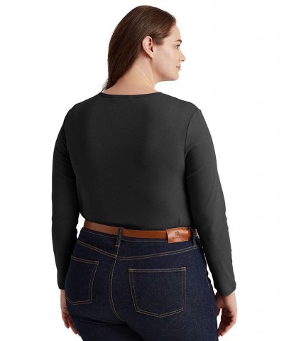 Plus Size Stretch Long-Sleeve Tee Black $34.75 Tops