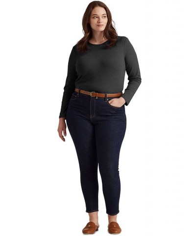 Plus Size Stretch Long-Sleeve Tee Black $34.75 Tops