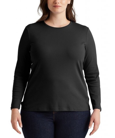 Plus Size Stretch Long-Sleeve Tee Black $34.75 Tops