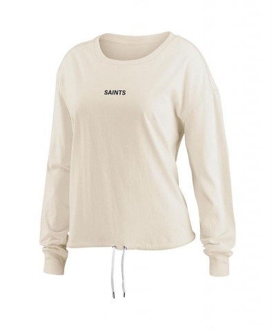 Women's Oatmeal New Orleans Saints Long Sleeve Crop Top Shirt Oatmeal $21.60 Tops