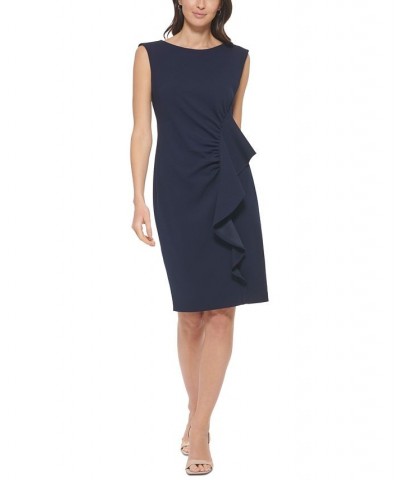 Women's Ruffle-Trim Sheath Dress Blue $70.56 Dresses