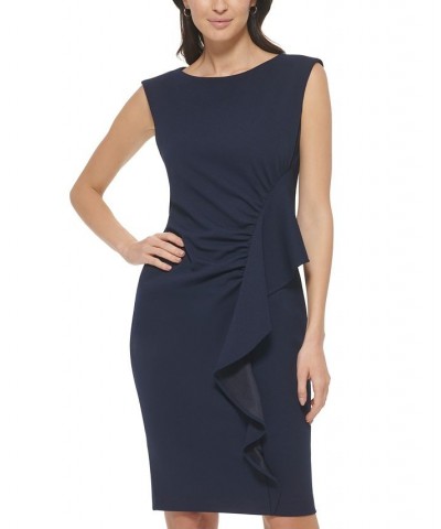 Women's Ruffle-Trim Sheath Dress Blue $70.56 Dresses