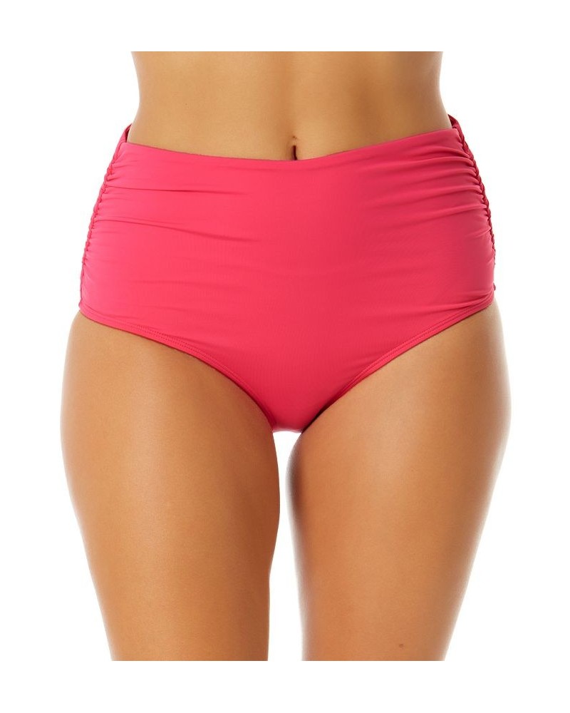 Women's High-Neck Shirred Tankini Top & Bikini Bottoms Pink $30.80 Swimsuits