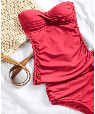 Women's High-Neck Shirred Tankini Top & Bikini Bottoms Pink $30.80 Swimsuits