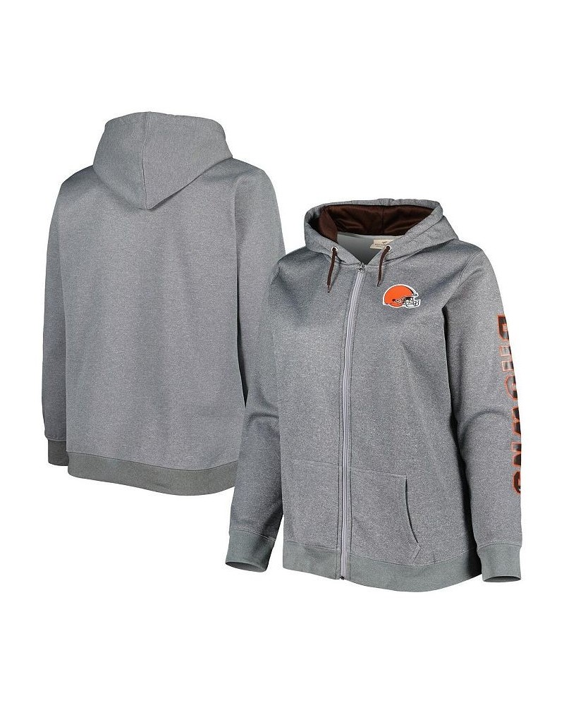 Women's Heather Charcoal Cleveland Browns Plus Size Fleece Full-Zip Hoodie Jacket Heather Charcoal $39.90 Jackets