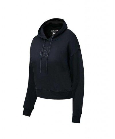 Women's Chicago Cubs Triple Black Cropped Pullover Hoodie Black $45.04 Sweatshirts