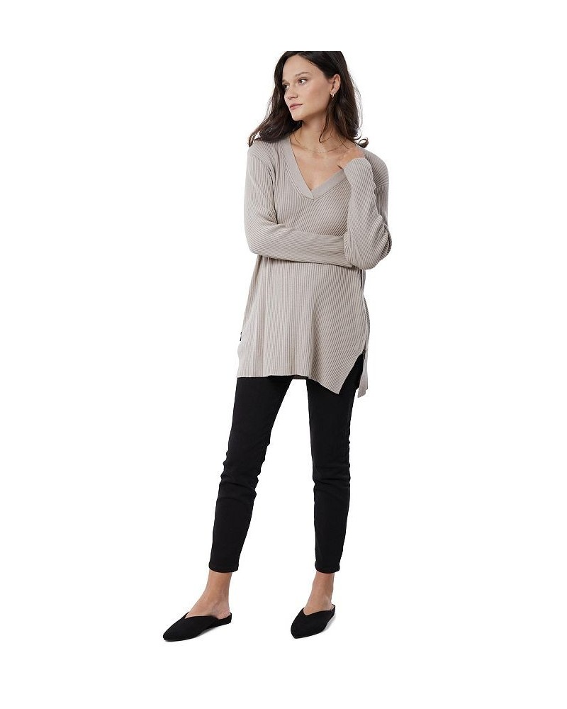 Women's Maternity Side Zip Nursing Sweater Tan/Beige $46.44 Sweaters