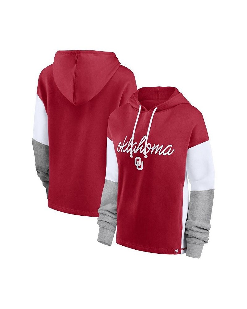 Women's Branded Crimson Oklahoma Sooners Play It Safe Colorblock Pullover Hoodie Crimson $28.70 Sweatshirts