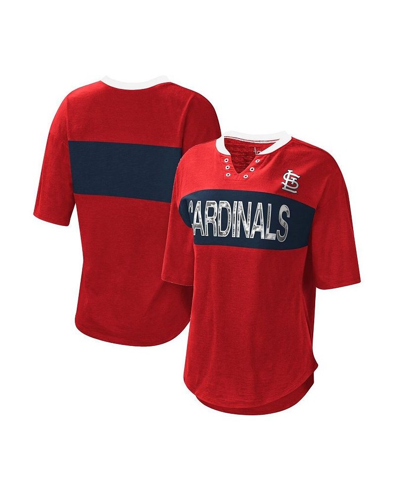 Women's Red Navy St. Louis Cardinals Lead Off Notch Neck T-shirt Red, Navy $28.04 Tops