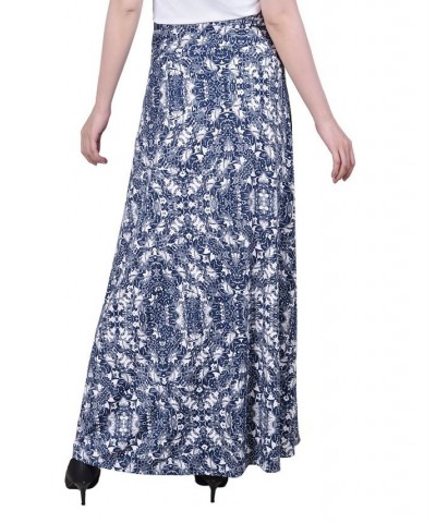 Petite Printed Maxi Skirt with Sash Waist Tie Black Gold Floral $11.78 Skirts