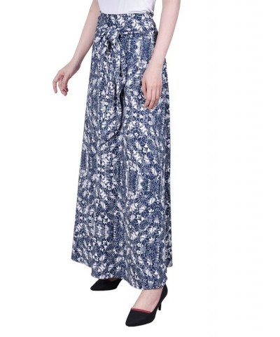 Petite Printed Maxi Skirt with Sash Waist Tie Black Gold Floral $11.78 Skirts