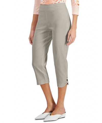 Lattice-Hem Capri Pants Tan/Beige $12.22 Pants