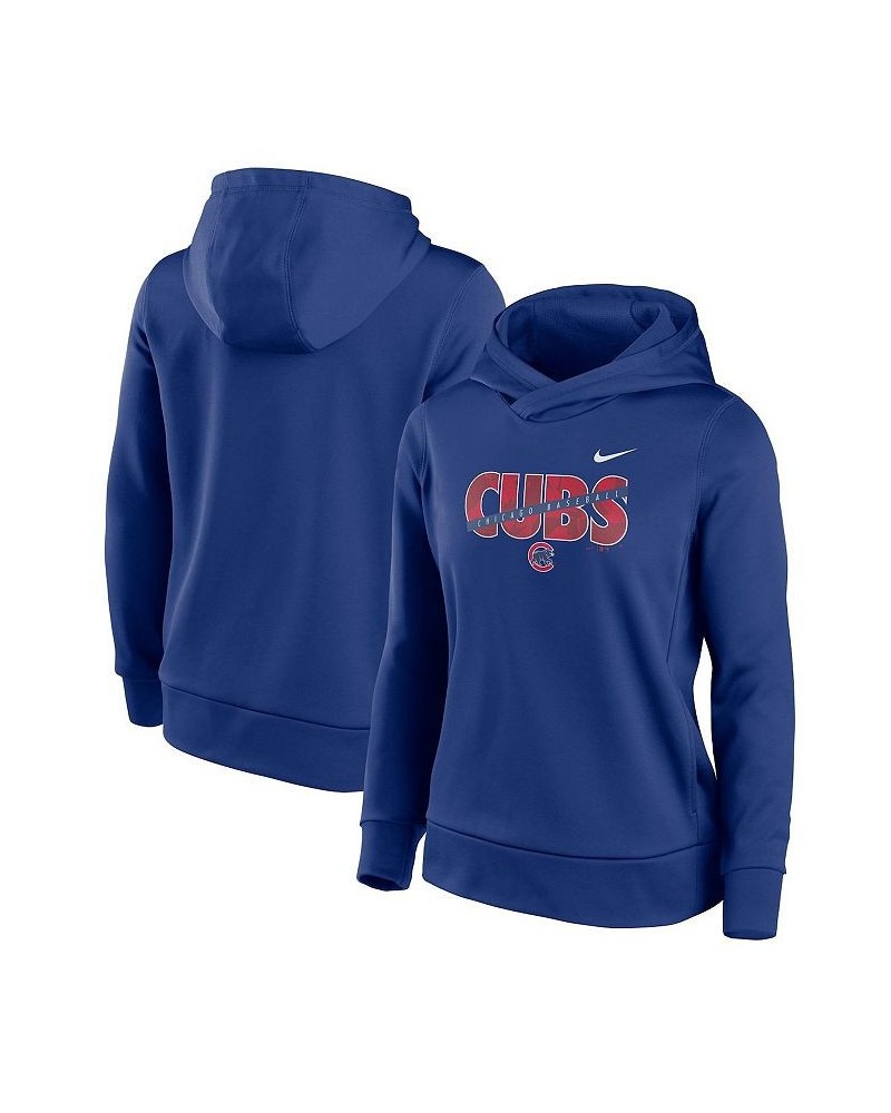 Women's Royal Chicago Cubs Club Angle Performance Pullover Hoodie Royal $40.50 Sweatshirts