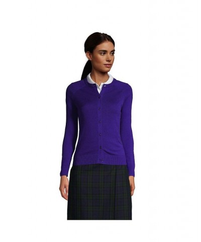 School Uniform Women's Cotton Modal Cardigan Sweater Deep purple $30.57 Sweaters