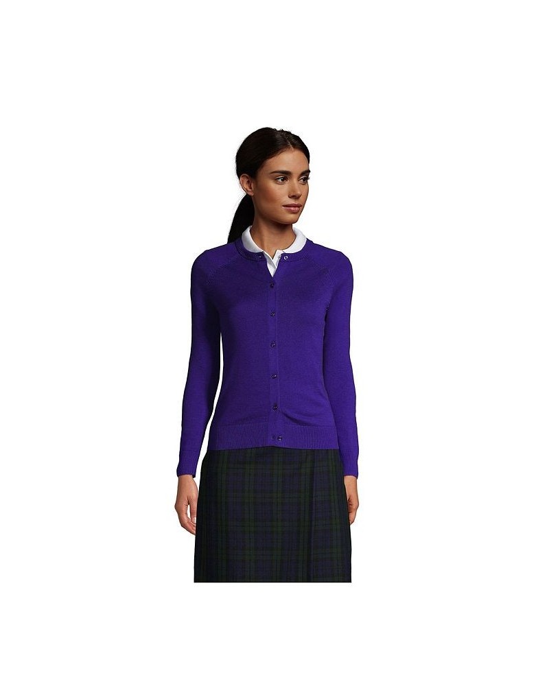 School Uniform Women's Cotton Modal Cardigan Sweater Deep purple $30.57 Sweaters