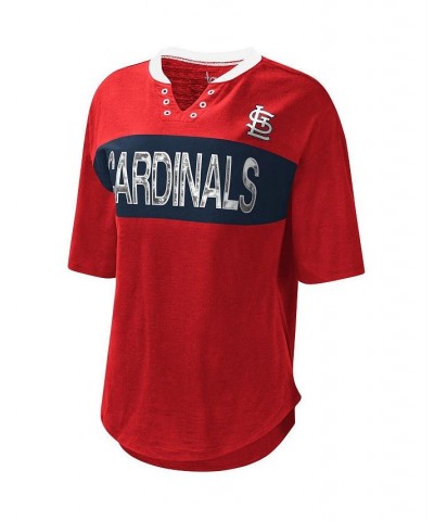 Women's Red Navy St. Louis Cardinals Lead Off Notch Neck T-shirt Red, Navy $28.04 Tops