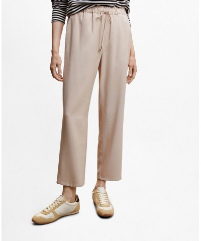 Women's Drawstring Flowy Pants Beige $33.59 Pants