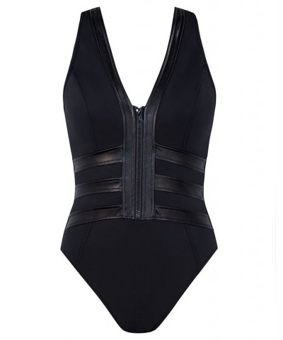 Women's Moto Chic Sean One-Piece Swimsuit Black $59.52 Swimsuits