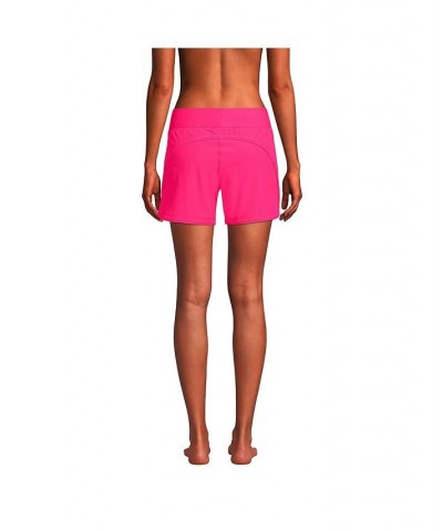 Women's 5" Quick Dry Elastic Waist Board Shorts Swim Cover-up Shorts with Panty Pink $27.98 Swimsuits