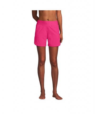 Women's 5" Quick Dry Elastic Waist Board Shorts Swim Cover-up Shorts with Panty Pink $27.98 Swimsuits