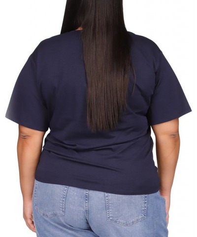 Plus Size Chain-Logo Ruched-Front Top Blue $44.10 Tops