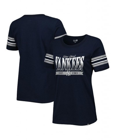 Women's Navy New York Yankees Team Stripe T-shirt Navy $25.75 Tops