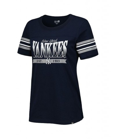 Women's Navy New York Yankees Team Stripe T-shirt Navy $25.75 Tops