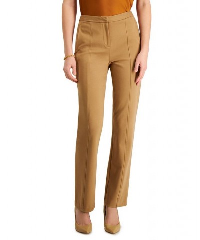 Women's Seamed-Front Straight-Leg Pants Camel $53.60 Pants