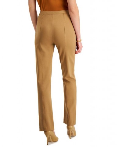 Women's Seamed-Front Straight-Leg Pants Camel $53.60 Pants