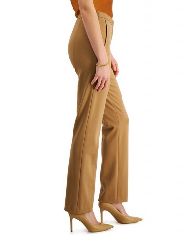 Women's Seamed-Front Straight-Leg Pants Camel $53.60 Pants