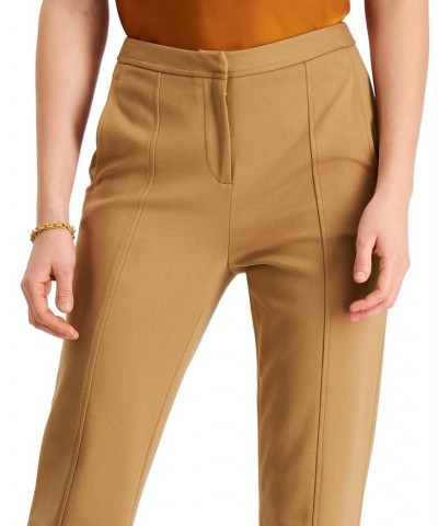 Women's Seamed-Front Straight-Leg Pants Camel $53.60 Pants