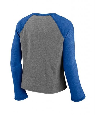 Women's Florida Gators Competitive Edge Cropped Raglan Long Sleeve T-shirt Heathered Gray, Heathered Royal $17.22 Tops