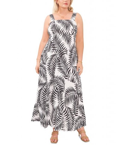 Plus Size Printed Square-Neck Maxi Dress Rich Black $40.05 Dresses